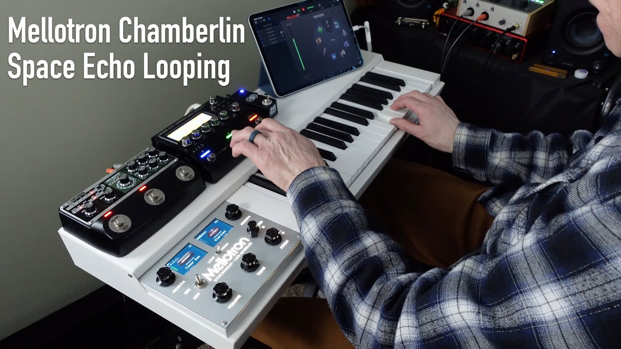 Modern Mellotron Chamberlin M1 and Boss RE-202 Space Echo Sound-On-Sound Looping