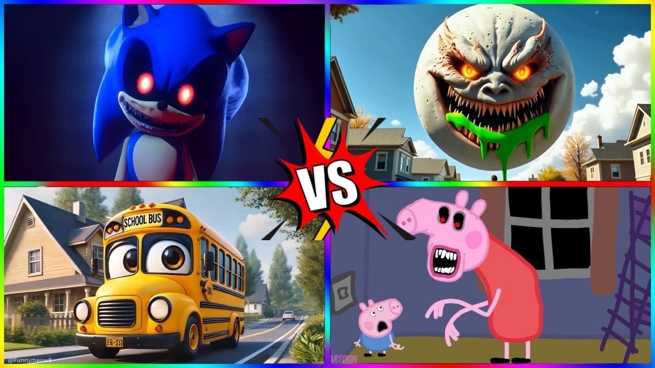 SONIC.EXE Vs PEPPA PIG.EXE Vs SIREN HEAD Vs LIN GANG MELON - Tiles Hop Edm Rush!