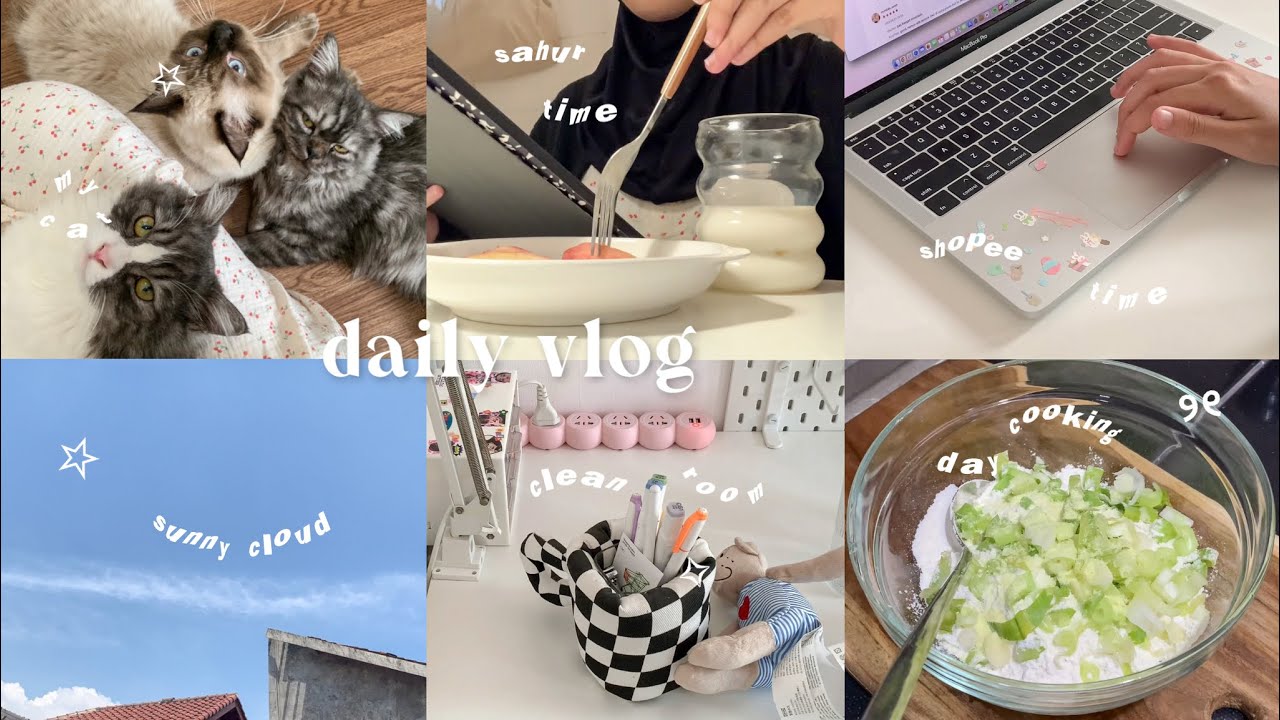 daily vlog ramadan🧸🍃: productive time! , sahur, cook with me, ngebuburit, cute cat, clean time