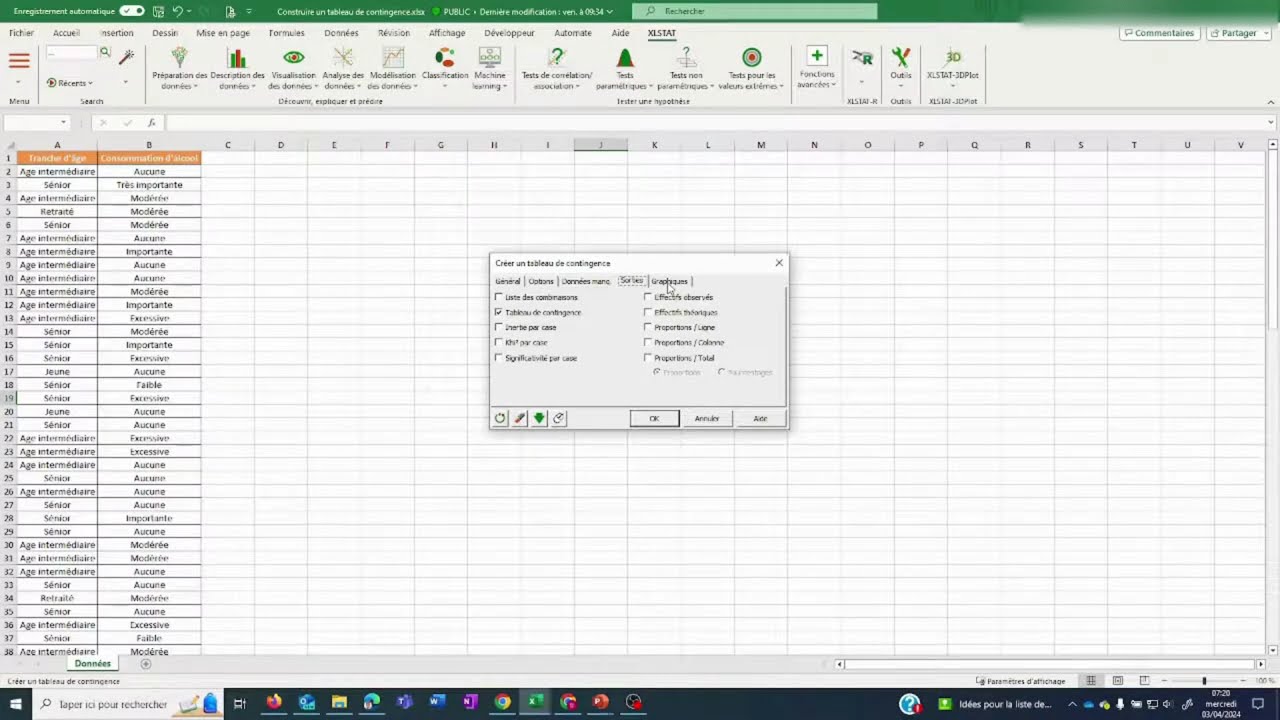 STAT #08 - Le tableau de contingence sur XL Stat
