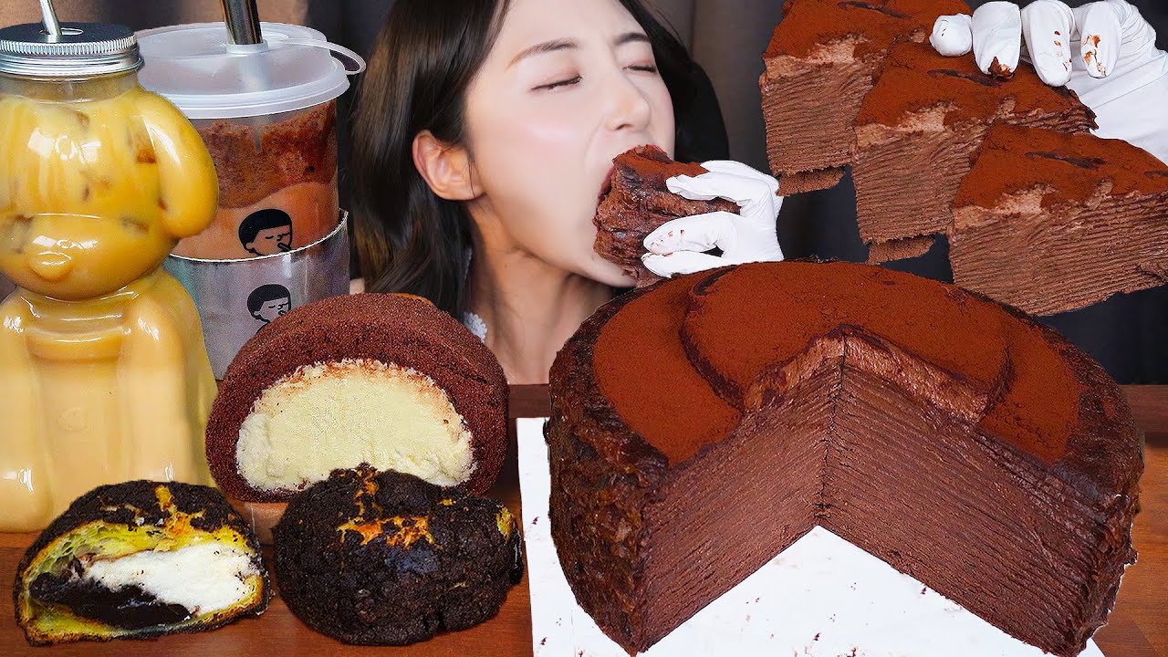 ШОКОЛАДНЫЙ Торт Пирожное АСМР Десерт 🍫 Кекс Хлеб МукбангㅣDessert Chocolate Cake Mukbang