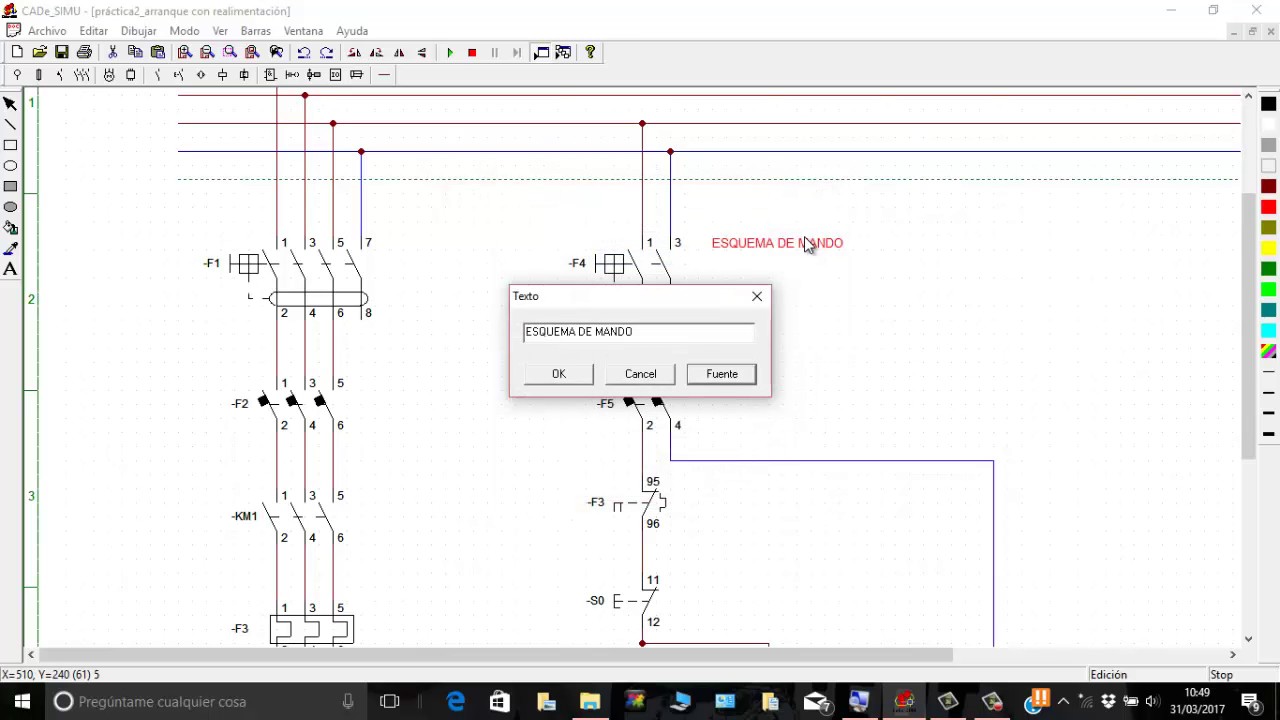 Practica_3_ Arranque de un motor con realimentación e impulsos con Cade Simu V3
