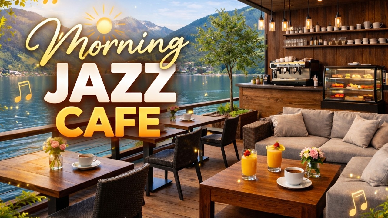 Morning Jazz Cafe by Lake Zell am See | Relaxing Music & Birds