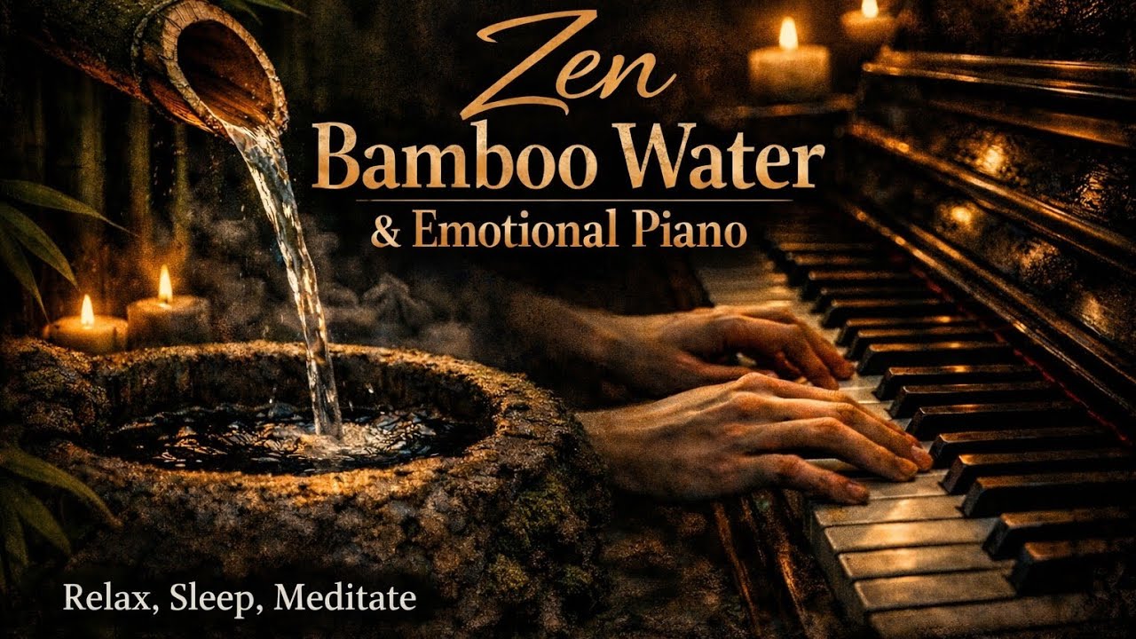Night Relaxation with Bamboo Water and Emotional Piano