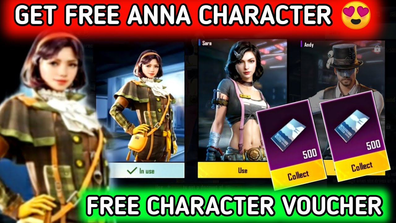 GET FREE ANNA CHARACTER IN BGMI & PUBG 🔥 HOW TO GET FREE CHARACTER IN BGMI 🔥 FREE CHARACTER VOUCHER