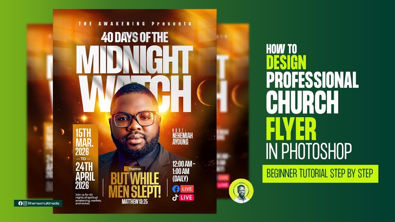 How to Design a Professional Church Flyer in Adobe Photoshop | Beginner Step-by-Step Tutorial