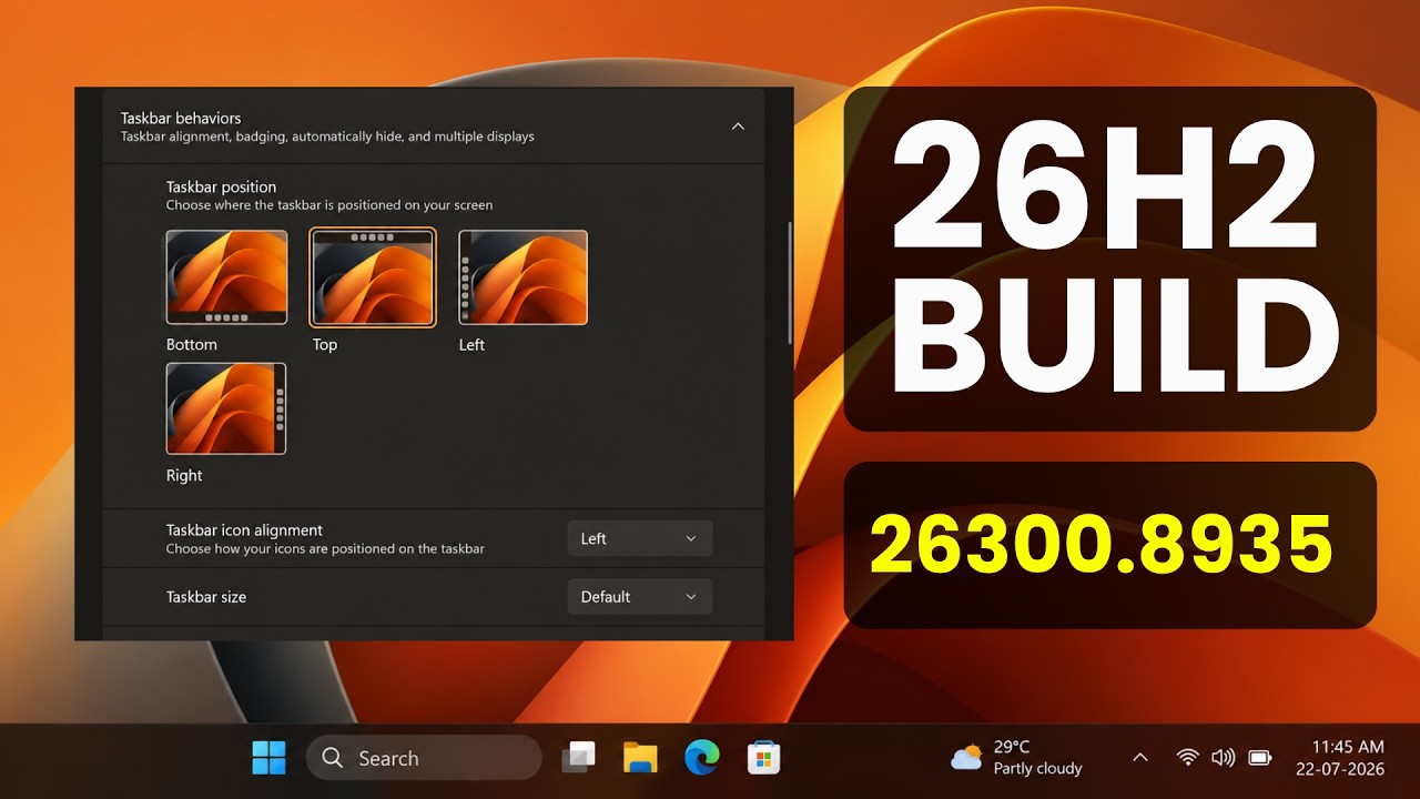 New Windows 11 26H2 Build 26300.8935 &ndash; Faster File Explorer, New Animated Icons (Experimental)