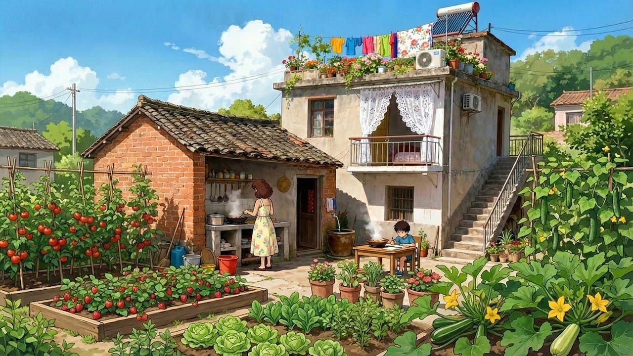 Peaceful Life In Conutryside: Harvesting Vegetable & Cooking Delicious Recipe | Ghibli-Style Video