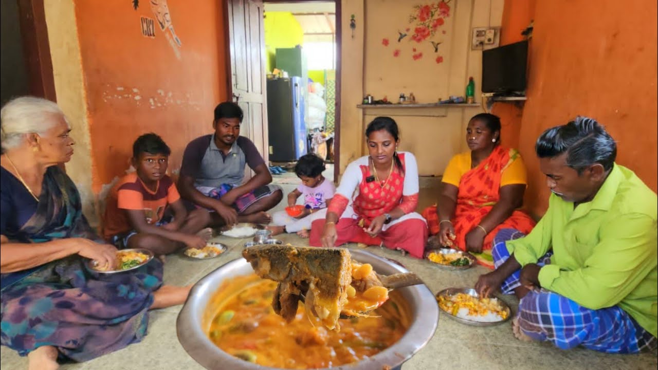 மொச்சை பயிறு கருவாடு குழம்பு அருணாவும் அம்மாச்சியும் வச்சு தந்தாங்க Chickpea gravy