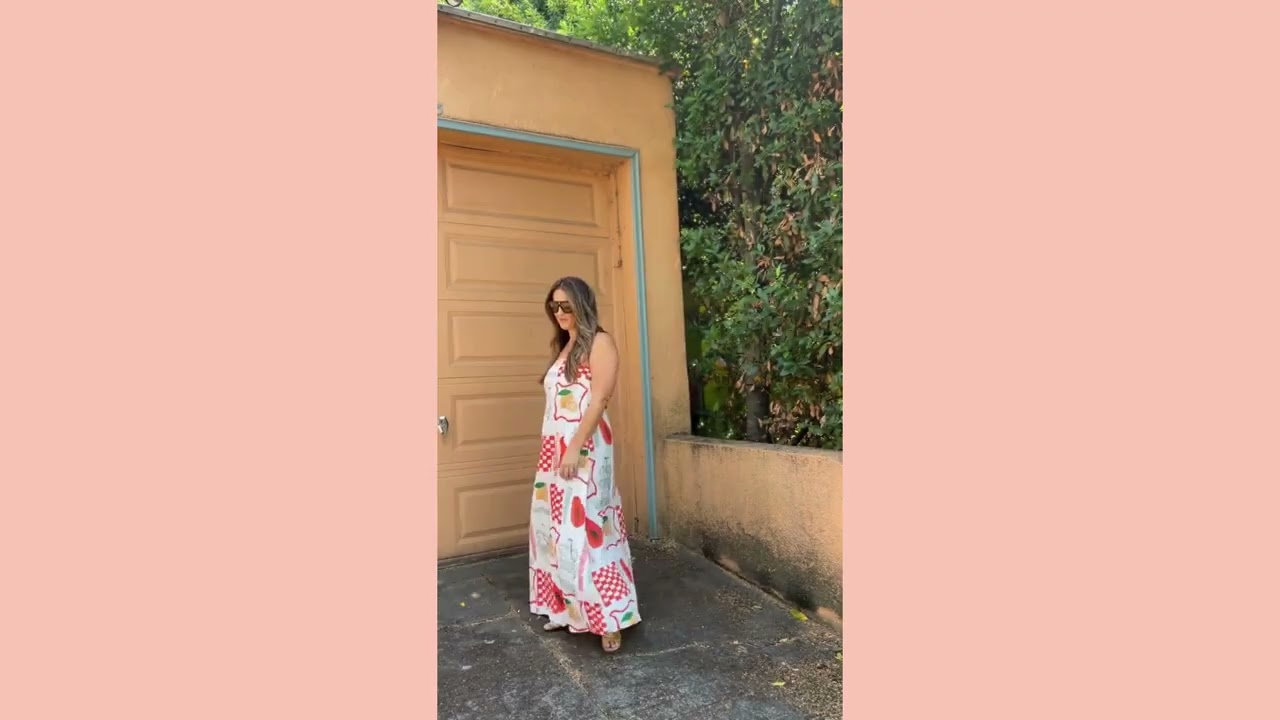 Costa Nova White Fruit Print Maxi Dress