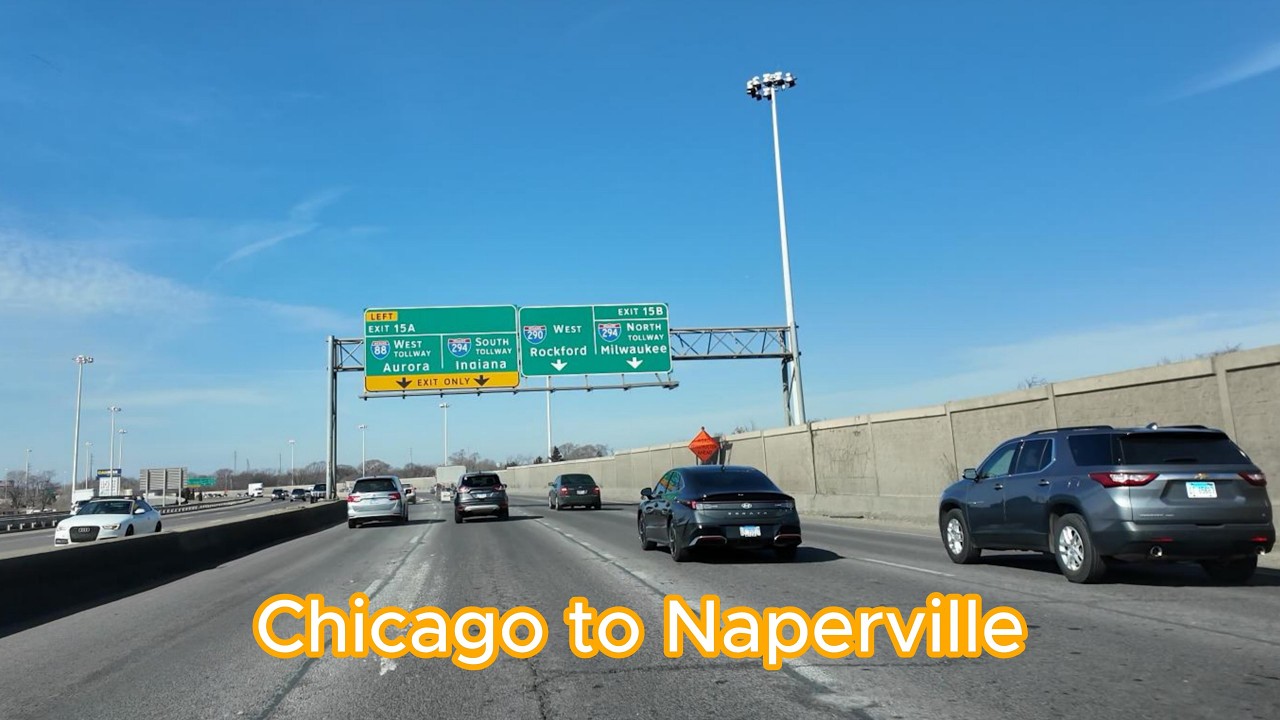 Driving from Chicago Wicker Park to Naperville via I-290 and I-88 Expressway