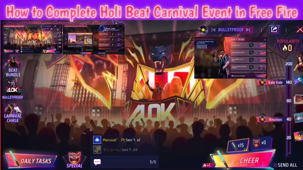 How to Complete Holi Beat Carnival Event in Free Fire | Step-by-Step Interface Guide