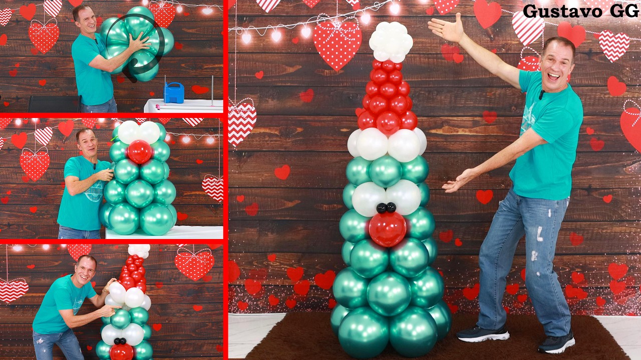 ARBOL DE NAVIDAD con globos 🎄 ADORNOS NAVIDEÑOS 🎅 arbolito de navidad con globos - Gustavo gg