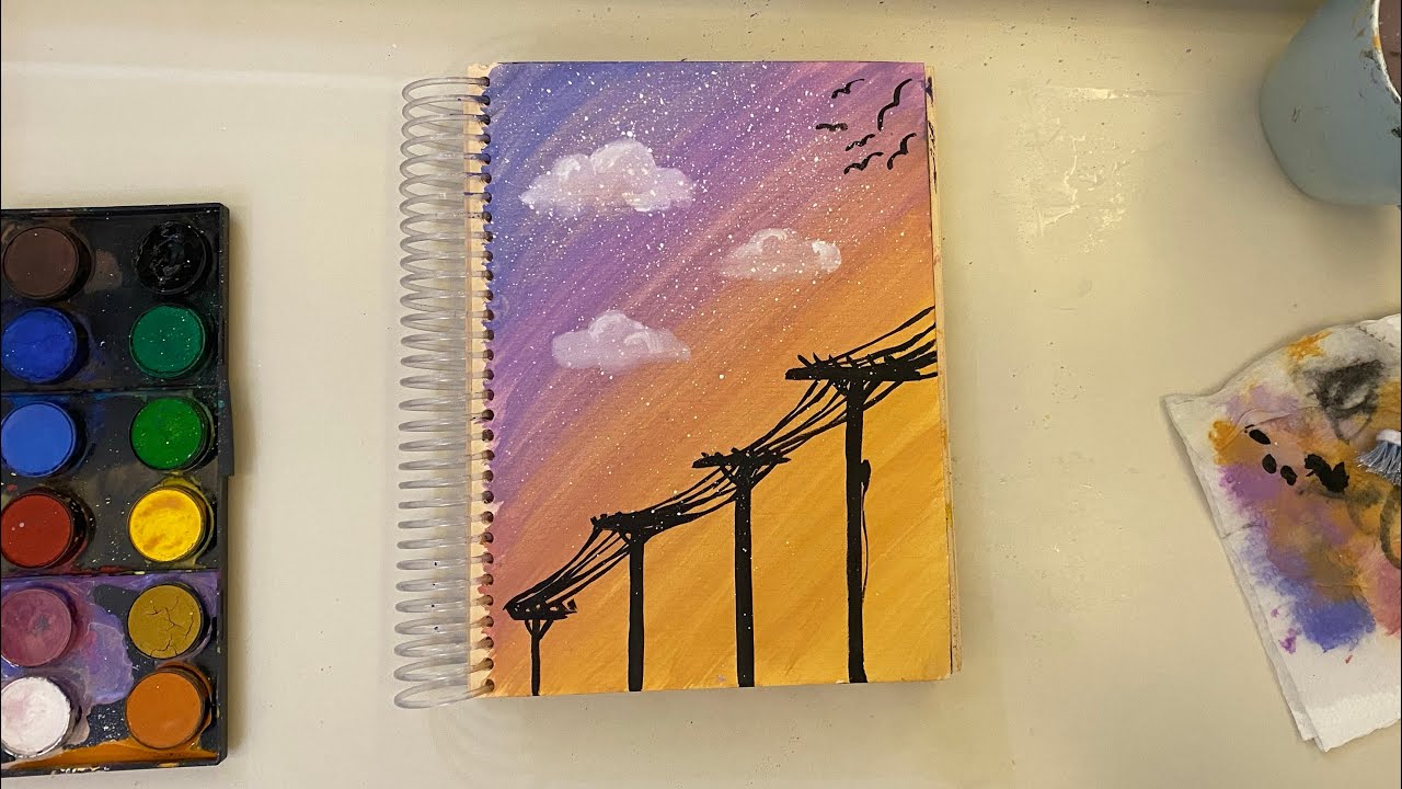 Suluboya ile sevimli bulutlu gökyüzü ☁️🎨☁️  (kolay anlatım) - evde sanat var❤️