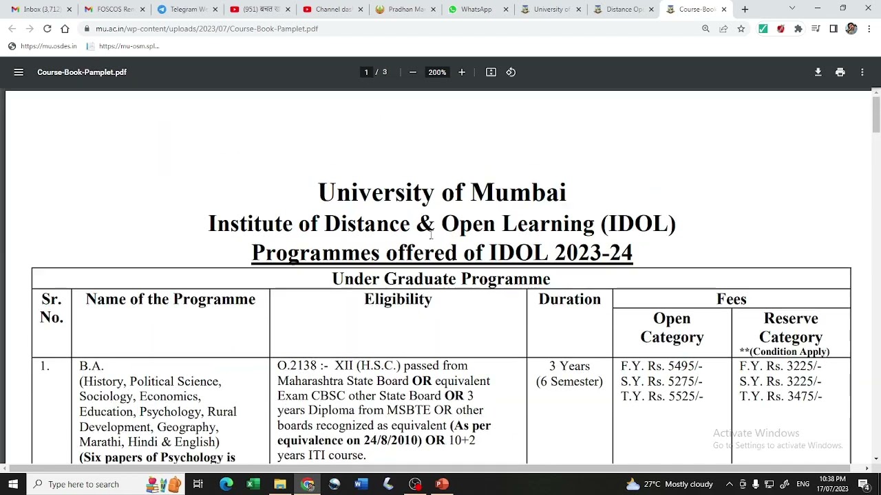 IDOL | Admission Eligibility Criteria | Fees Details | other important details | 2023-24