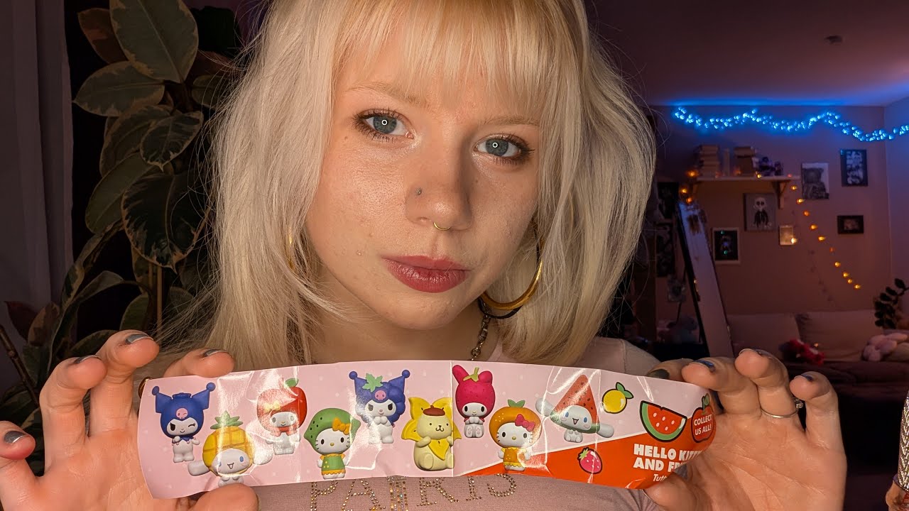 ASMR blindbox unboxing 🫐🍎🍉 lots of whispers and tapping