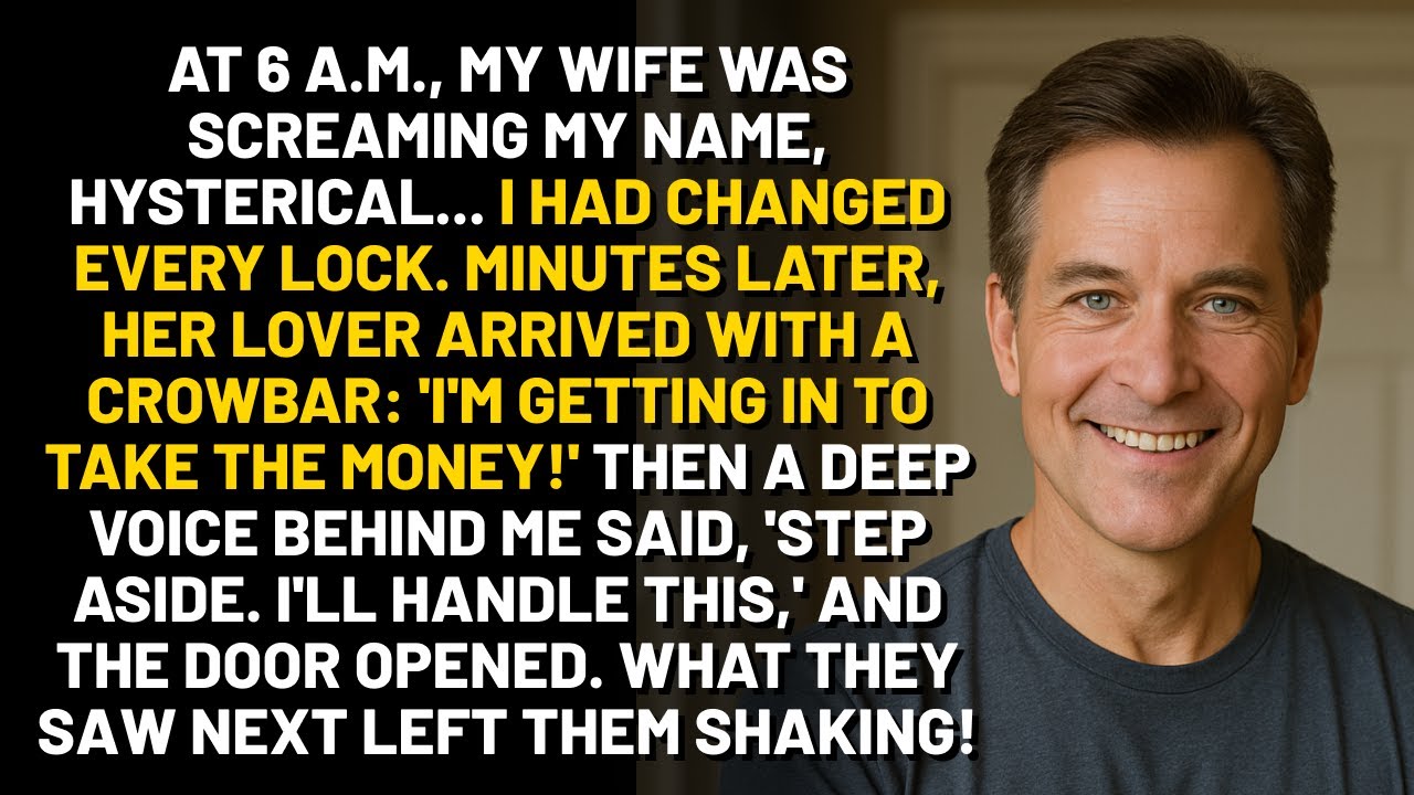 My Wife and Her Lover Tried to Smash My Door with a Crowbar… When I Opened, They Went Pale.