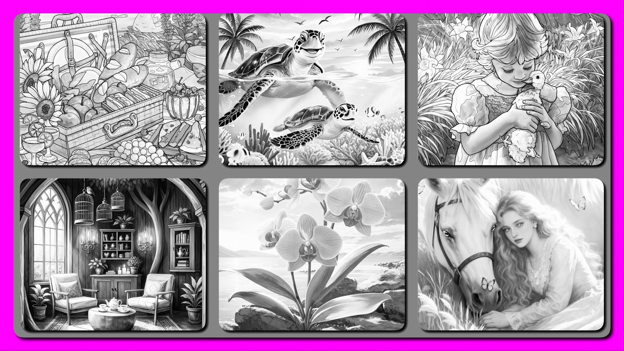 Zen Color by Number Cozy Scenes Collage: Sea Turtles, Cozy Rooms & Cute Pet Special #zencolor