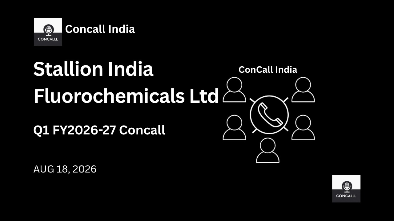 Телеконференция Stallion India Fluorochemicals Ltd по итогам 1-го квартала 2026-27 финансового года