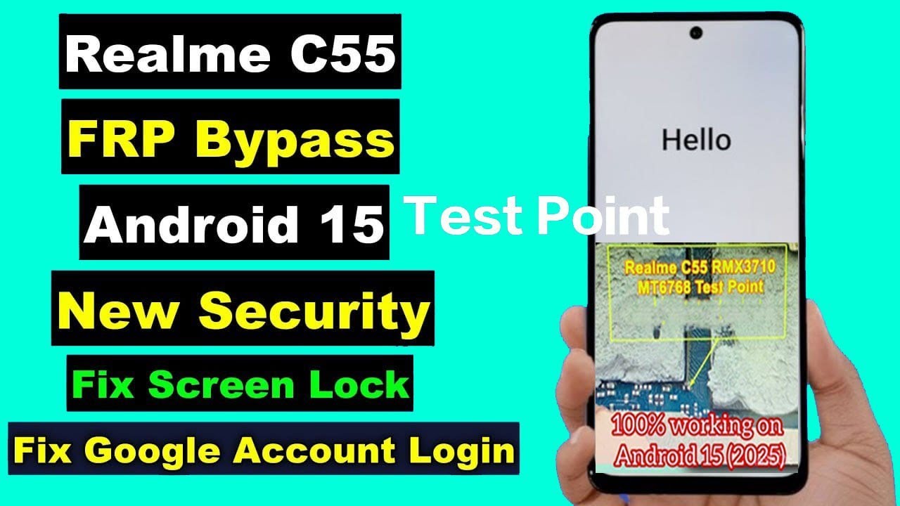 Realme C55  FRP Bypass Android 15 Google Account remove AMT tool