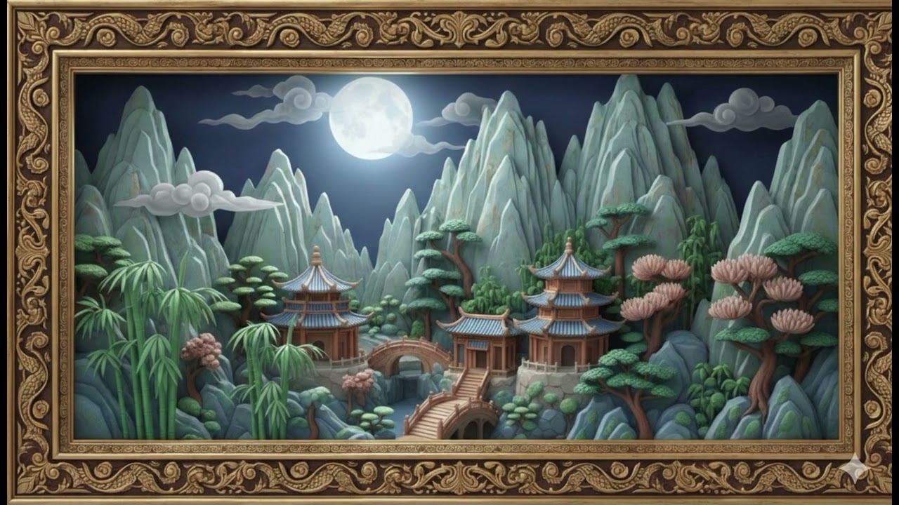 8K Chinese Mural Background: Soothing Zen Music for a Peaceful Home . #4kart #music #4kframe #frame