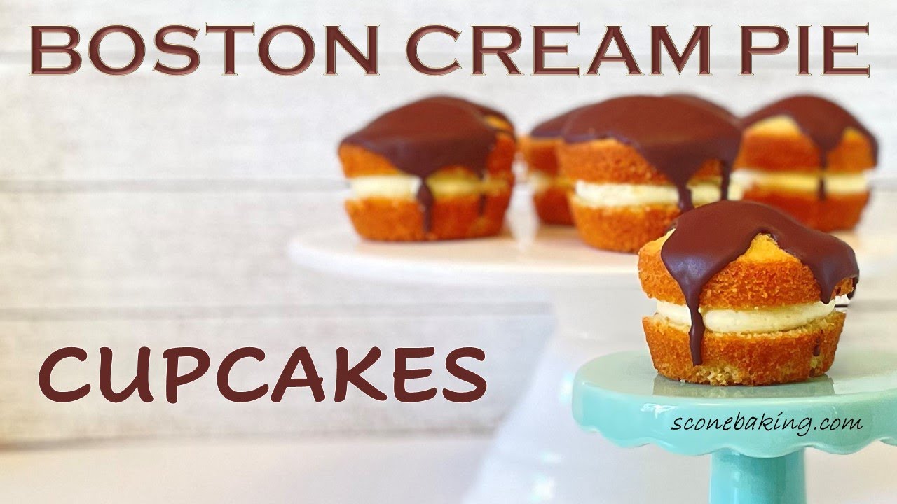 Boston Cream Pie Cupcakes video demonstration - sconebaking.com