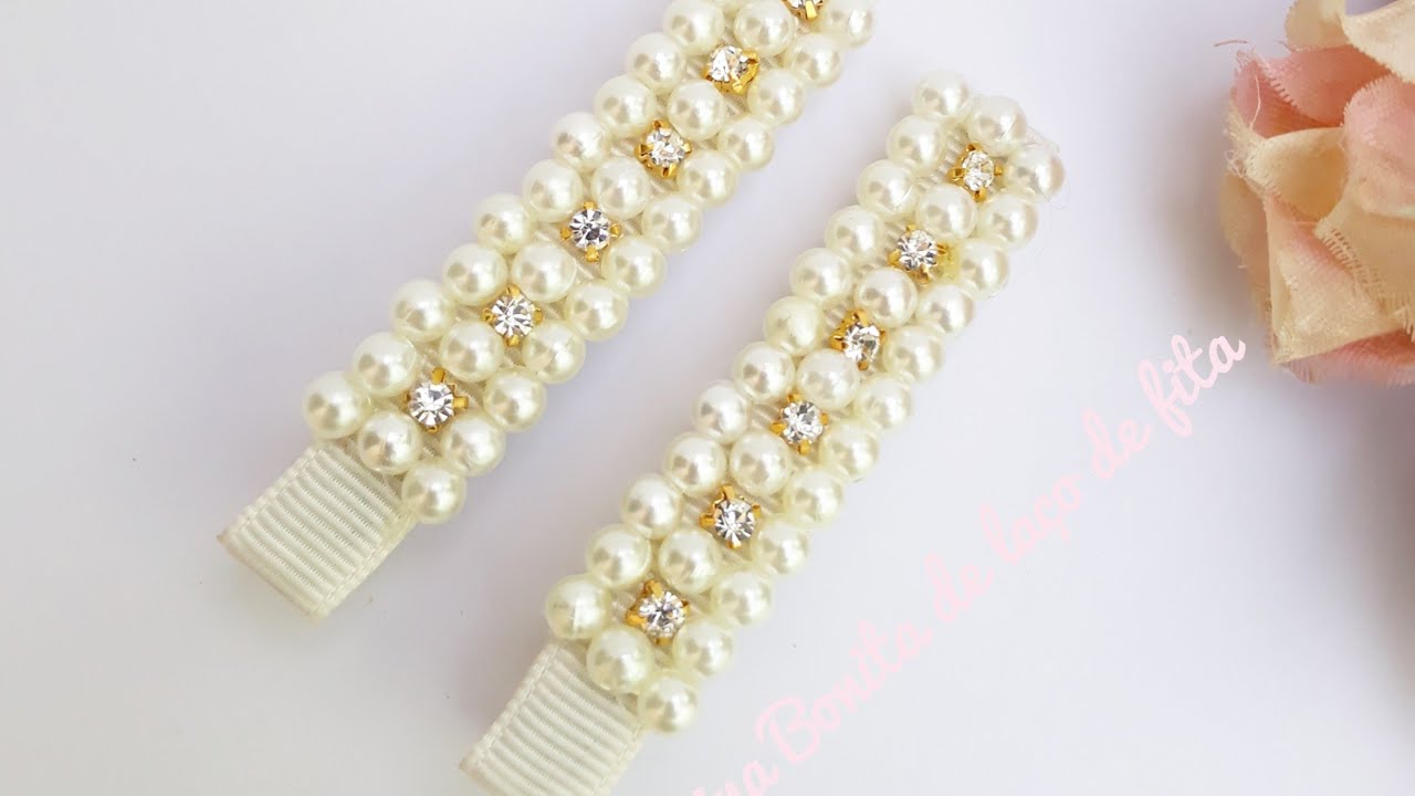 Presilha de pérolas/Hair Clips de perolas - DIY  - PAP  - Eliana Moreira