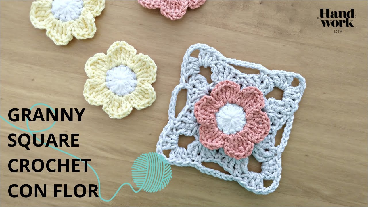 Como convertir esta bella flor a crochet en granny square