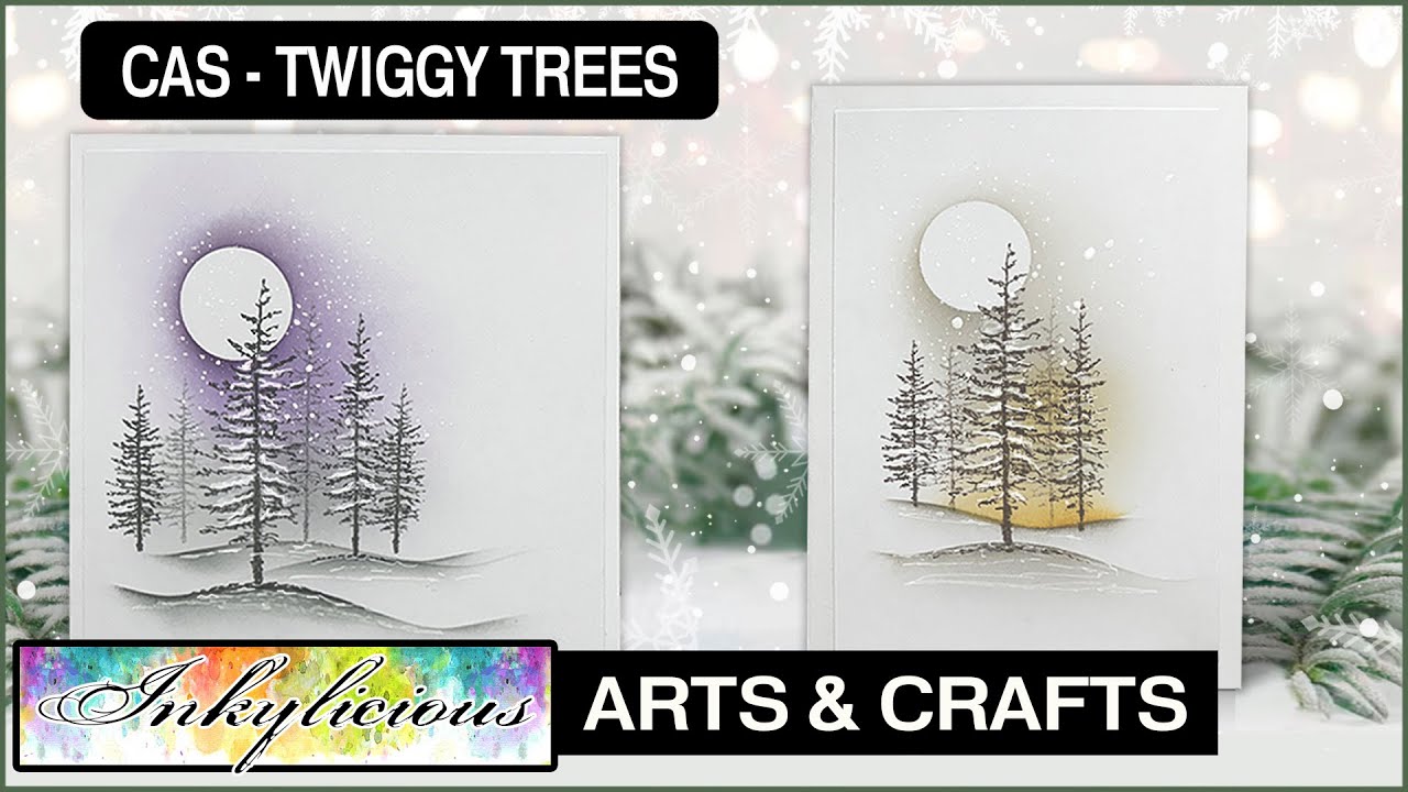 Quick Xmas cards - Clean & Simple Christmas Twiggy trees