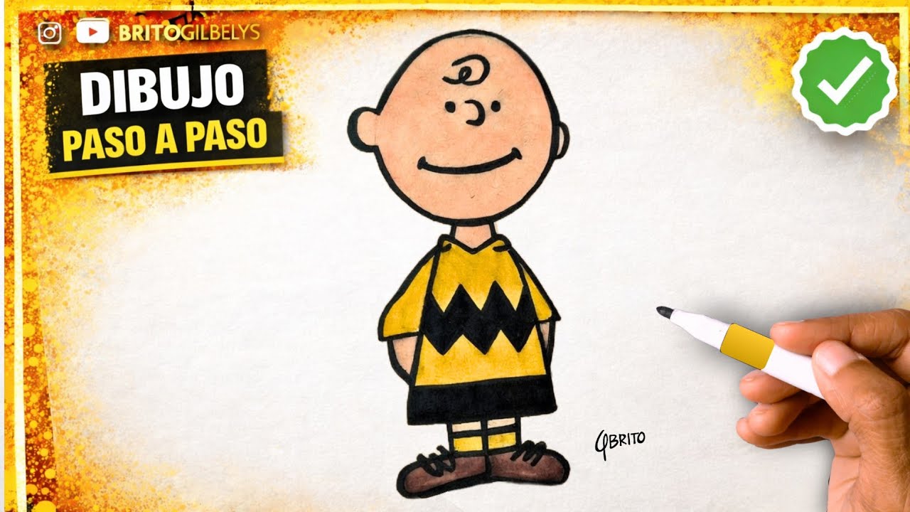 Cómo Dibujar a CHARLIE BROWN ⚫🟡  Paso a Paso | Dibujemos juntos