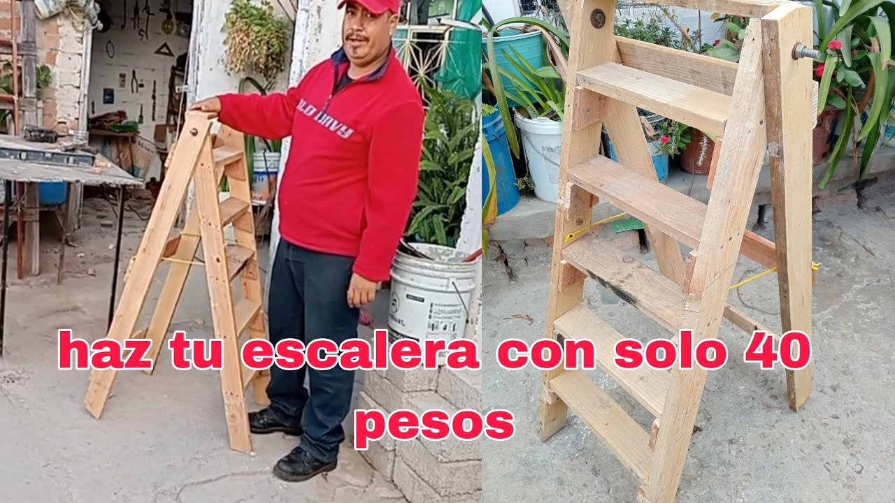 c&oacute;mo hacer una escalera 🪜 de tijera con una tarima o pal&eacute;