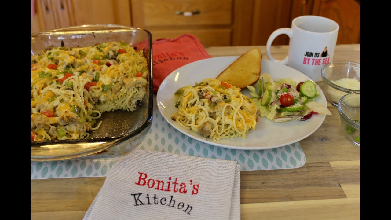 Creamy Chicken Spaghetti Casserole - Bonita's Kitchen