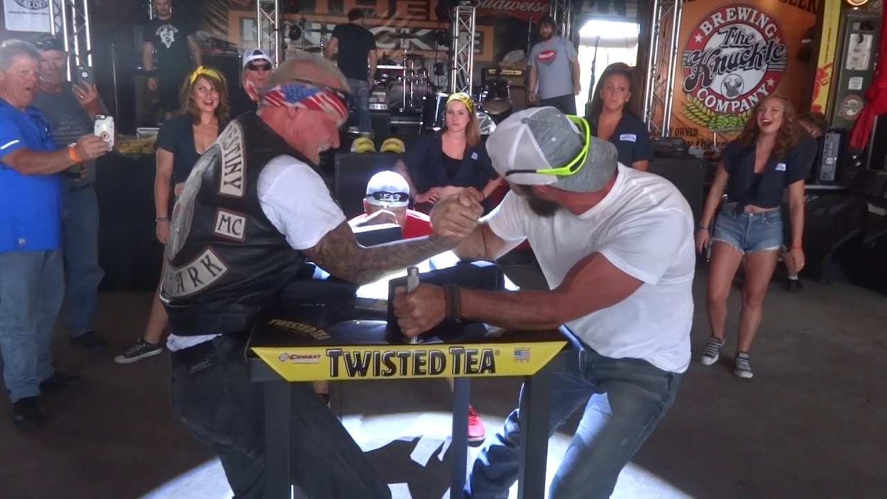 Sturgis 2018 THE BADASS DENMARK BIKER!!!! AT THE KNUCKLE SALOON!!! Arm Wrestling!!!