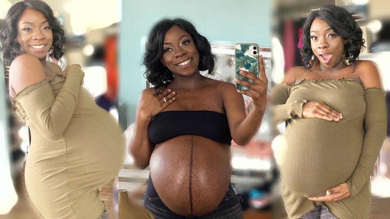 PRE PREGNANCY CLOTHES TRY ON 🤣 | HUGE Pregnancy Belly Bump at 34 Weeks