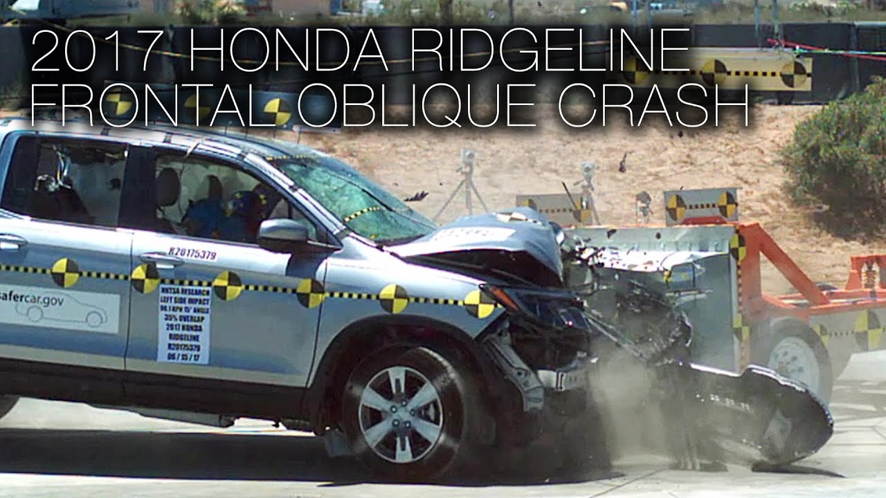 Honda Ridgeline (2017) Frontal Oblique Offset Crash Test (35% Overlap, Driver Side)