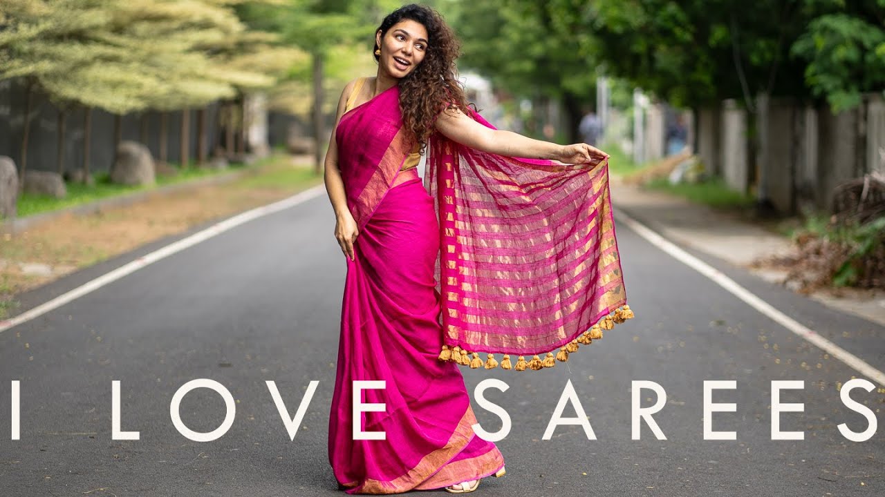 Charlotte Linen Saree | Fuchsia Pink Handwoven Linen Saree - I Love Sarees #shorts