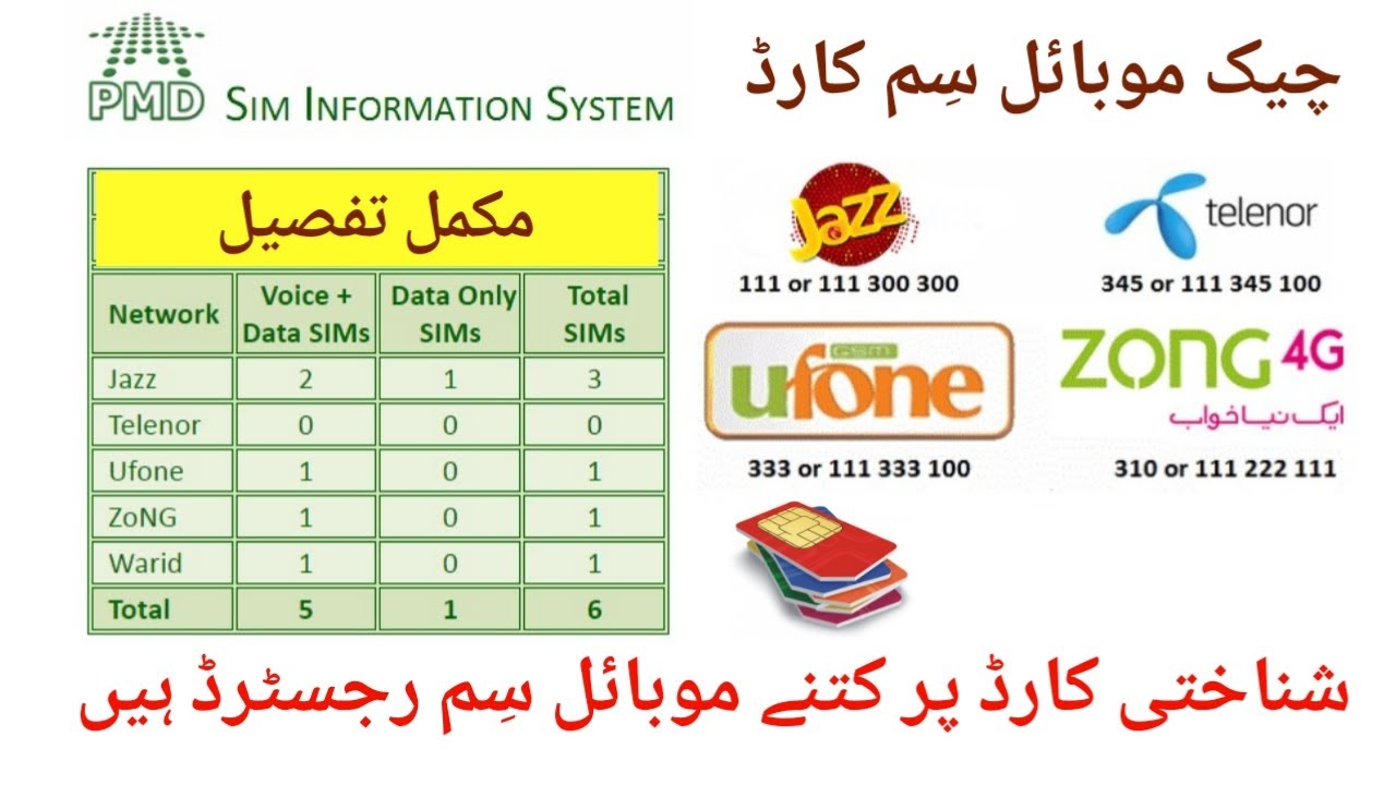 How to Check Number of Sims on ID Card in Pakistan || How to check all SIM mobile Numbers