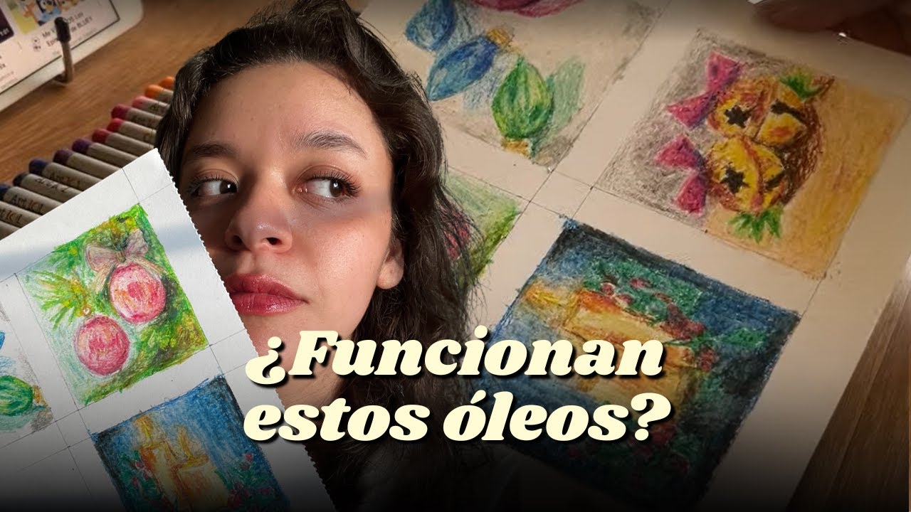 Probé óleo en pastel y dibujé ilustraciones navideñas 🎄