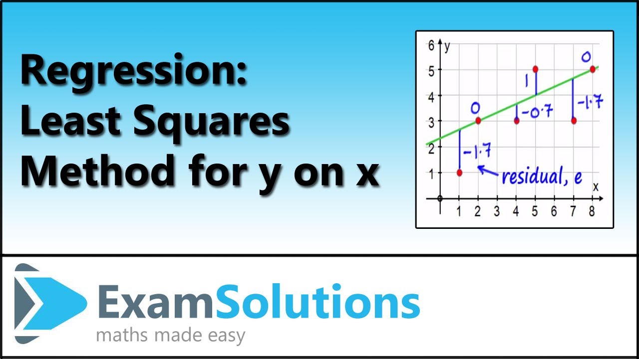 Регрессия — метод наименьших квадратов для y по x | Математические видео от ExamSolutions