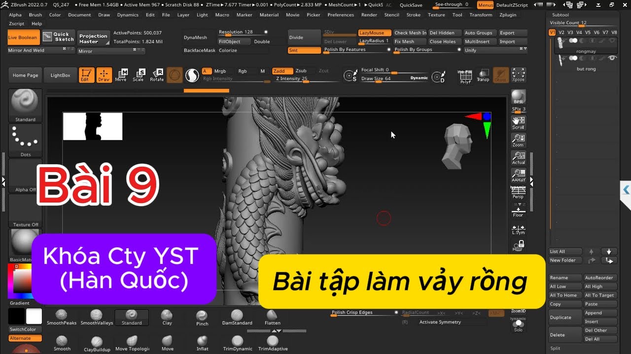Bài 9/20 - Mẹo làm vảy rồng nhanh và đẹp | Học Zbrush