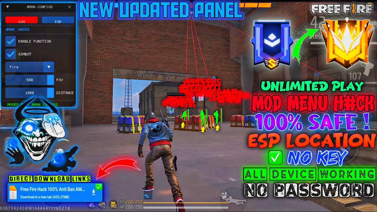 Free Fire New Mod Menu 101% Antiban ☠️ | 100% Headshot + Esp Location + Speed Hack 🧿 | *No Password 