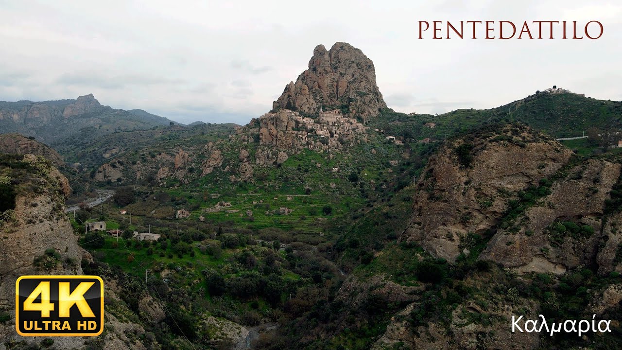 Vista Aerea di Pentedattilo: Il Gioiello Nascosto della Calabria - 4K