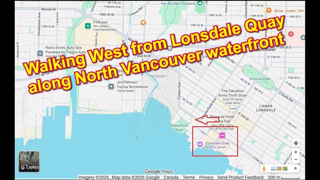 Walking along North Vancouver BC waterfront near Lonsdale Quay - ihikebc.com