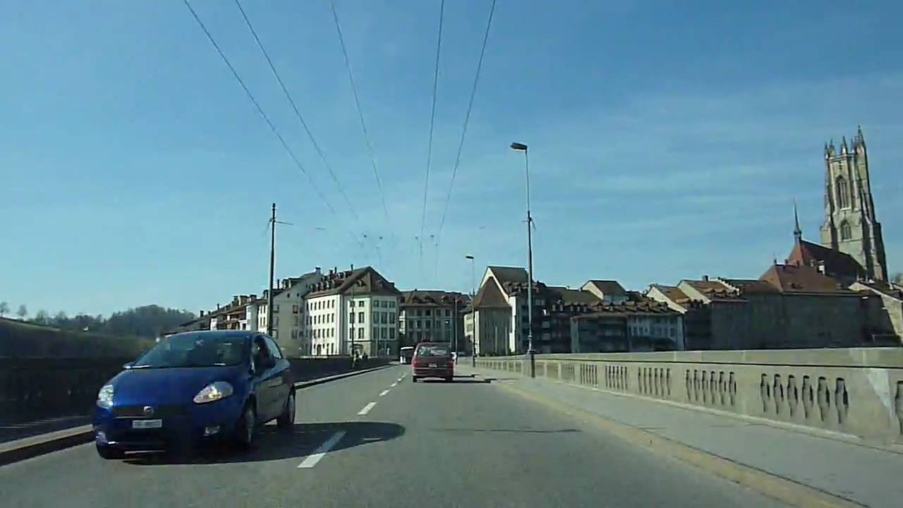 Switzerland 136 (Camera on board): Fribourg (depuis Tafers), Pont de Zaehringen, Granges-Paccot
