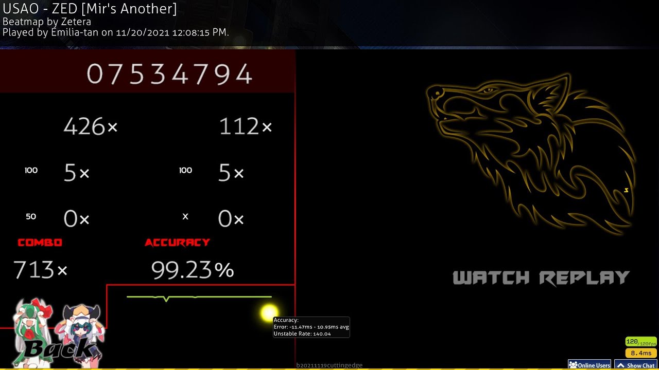 [LIVE] osu! | Emilia-tan | USAO &ndash; ZED [Zetera - Mir's Another] NoMod 99.23% 713/714x (#22 Global)