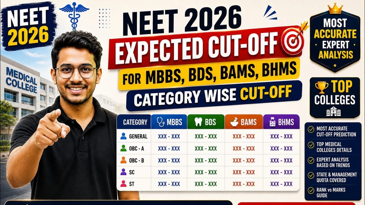 NEET 2026 Expected Cut Off 🔥 MBBS, BDS, BAMS, BHMS Category Wise Safe Score & Rank Analysis by