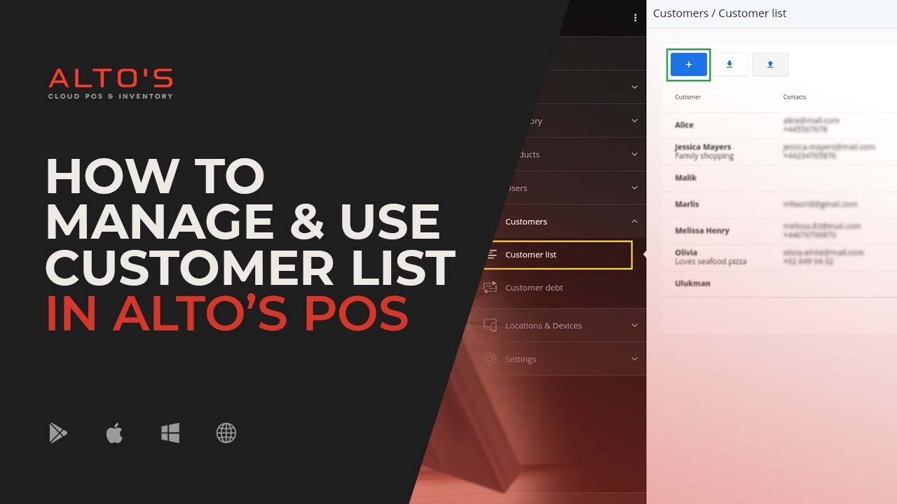 How to Manage and Use the Customer List in Alto’s POS