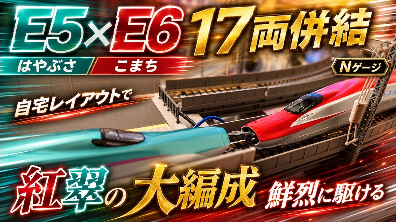 【Nゲージ】KATO E5系 東北新幹線「はやぶさ」 + E6系新幹線「こまち」併結走行動画