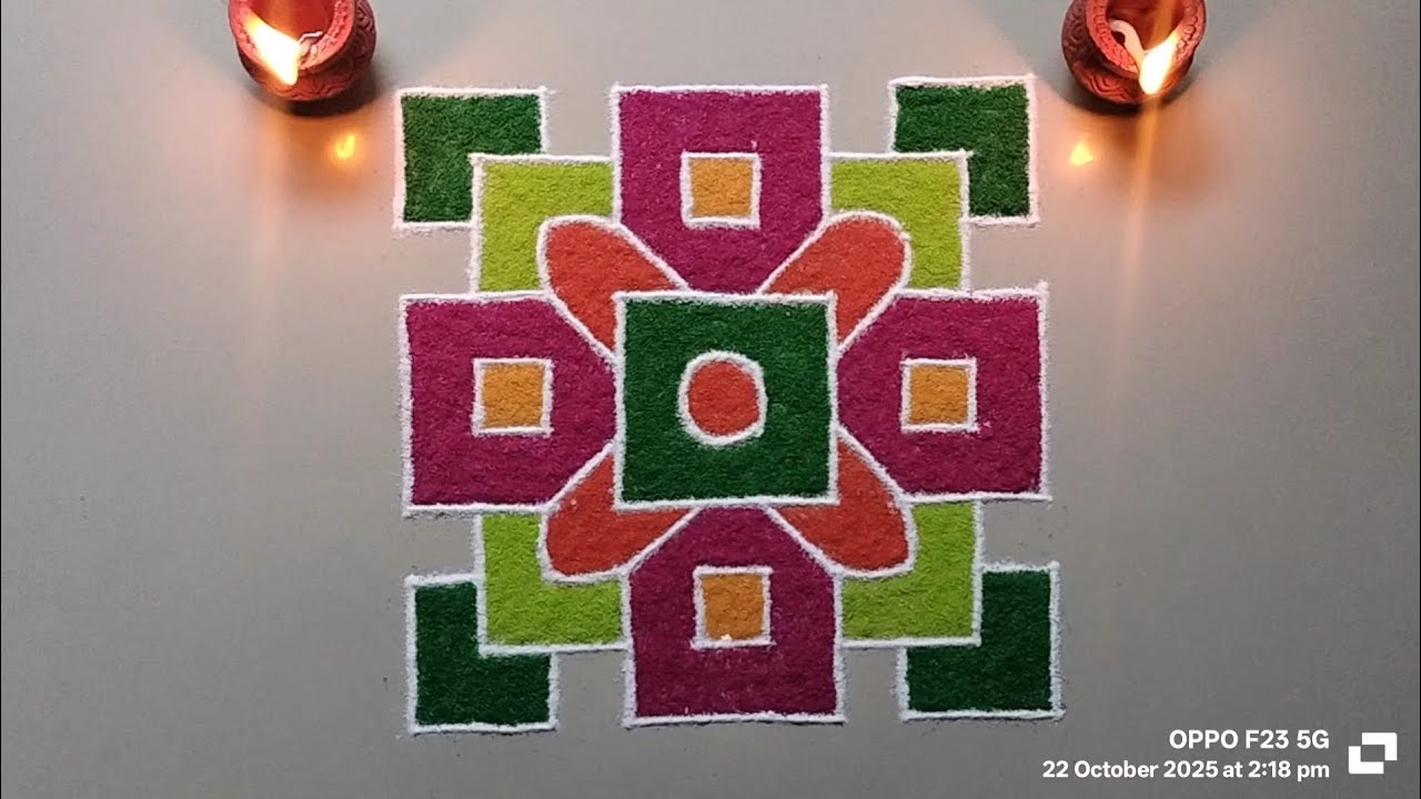10*10 Dot rangoli design ll ठिपक्याची rangoli ll Thipkyachi Rangoli designs🕉️
