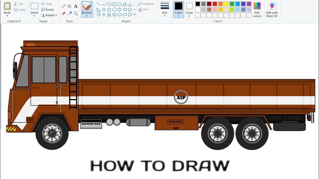 How to draw Ashok Leyland Lorry / Truck in Computer | Truck Drawing | Ms Paint.